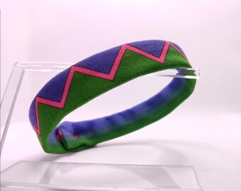 Chevron Cat Collar: Egyptian Design, Green, Blue & Pink