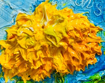 Dandelion 2 by 2 inch Original Impasto Oil Painting by Paris Wyatt Llanso