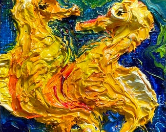 Seahorses 2x2 Original Impasto Oil Painting by Paris Wyatt Llanso