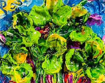 Shamrocks  2x2 Original Impasto Oil Painting by Paris Wyatt Llanso