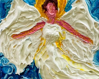 Guardian Angel 2 by 2 Original Impasto Oil Painting by Paris Wyatt Llanso