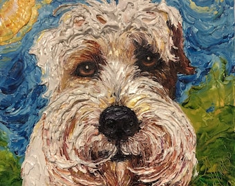 Custom Order for 10x10 Pet Portrait Original Impasto Oil Painting by Paris Wyatt Llanso