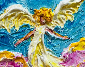 Guardian Angel 2 by 2 Original Impasto Oil Painting by Paris Wyatt Llanso
