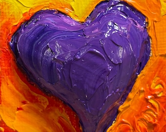 Purple Heart 2x2 Original Impasto Oil Painting by Paris Wyatt Llanso