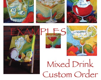 Custom Order for 10x10 Mixed Drink Original Impasto Oil Painting by Paris Wyatt Llanso