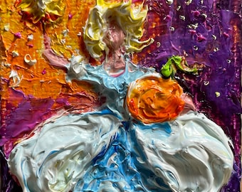 Fairy Godmother  2x2 Original Impasto Oil Painting by Paris Wyatt Llanso