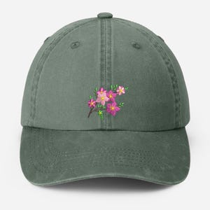 Embroidered Cherry Blossom Baseball Hat, Vintage Sakura Flower Hat, Cute Floral Aesthetic Hat, Cottagecore Spring Summer Hat, Gifts for Her