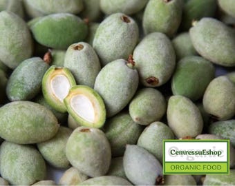 Almendras verdes frescas / Almendra cruda fresca / Almendra sin madurar / Fruta vegana / Sabor de temporada / Aperitivos orgánicos / Aperitivo saludable / Mandorle Verdi