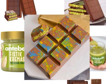 Dubai chocolate making kit | 4 Pieces chocolate |  DIY Dubai chocolate | Pistachio cream | Silicone chocolate mold | Viral chocolate