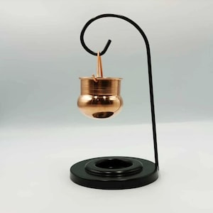 Copper incense burner with metalwork | Copper decorative incense burner | Incense bowl for aromatic scents | With candle gift and oil gift