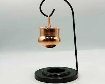 Copper incense burner with metalwork | Copper decorative incense burner | Incense bowl for aromatic scents | With candle gift and oil gift