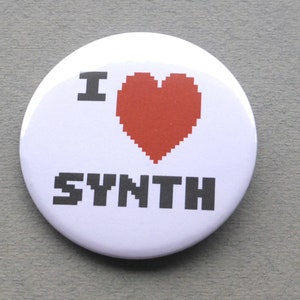 I Love Synth Pin Badge 58mm 2.25 Large image 2