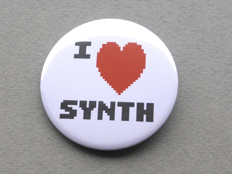 I Love Synth Pin Badge 58mm 2.25 Large image 2