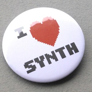 I Love Synth Pin Badge 58mm 2.25 Large image 3