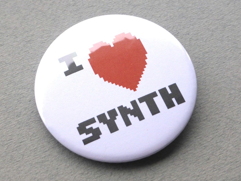 I Love Synth Pin Badge 58mm 2.25 Large image 3