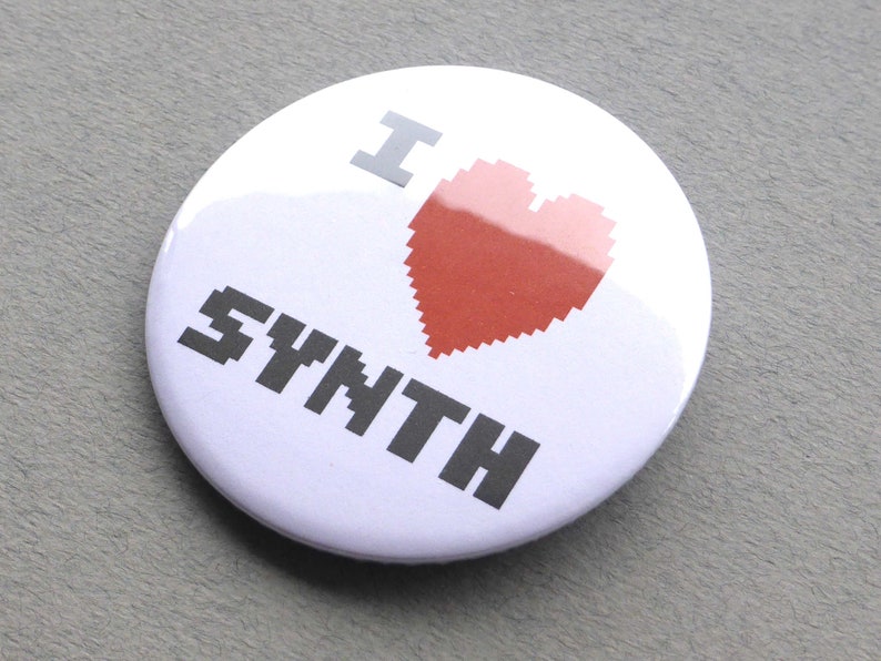 I Love Synth Pin Badge 58mm 2.25 Large image 4