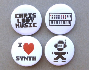 I Love Synth & Chris Lody - 1" Small Pin Badge Set or Pick Individually