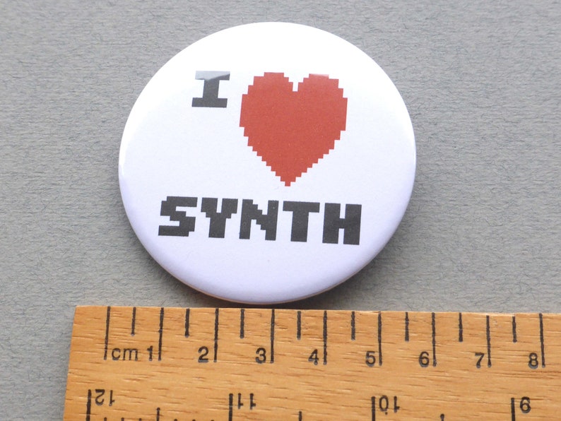I Love Synth Pin Badge 58mm 2.25 Large image 7
