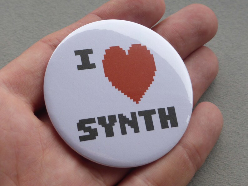 I Love Synth Pin Badge 58mm 2.25 Large image 6