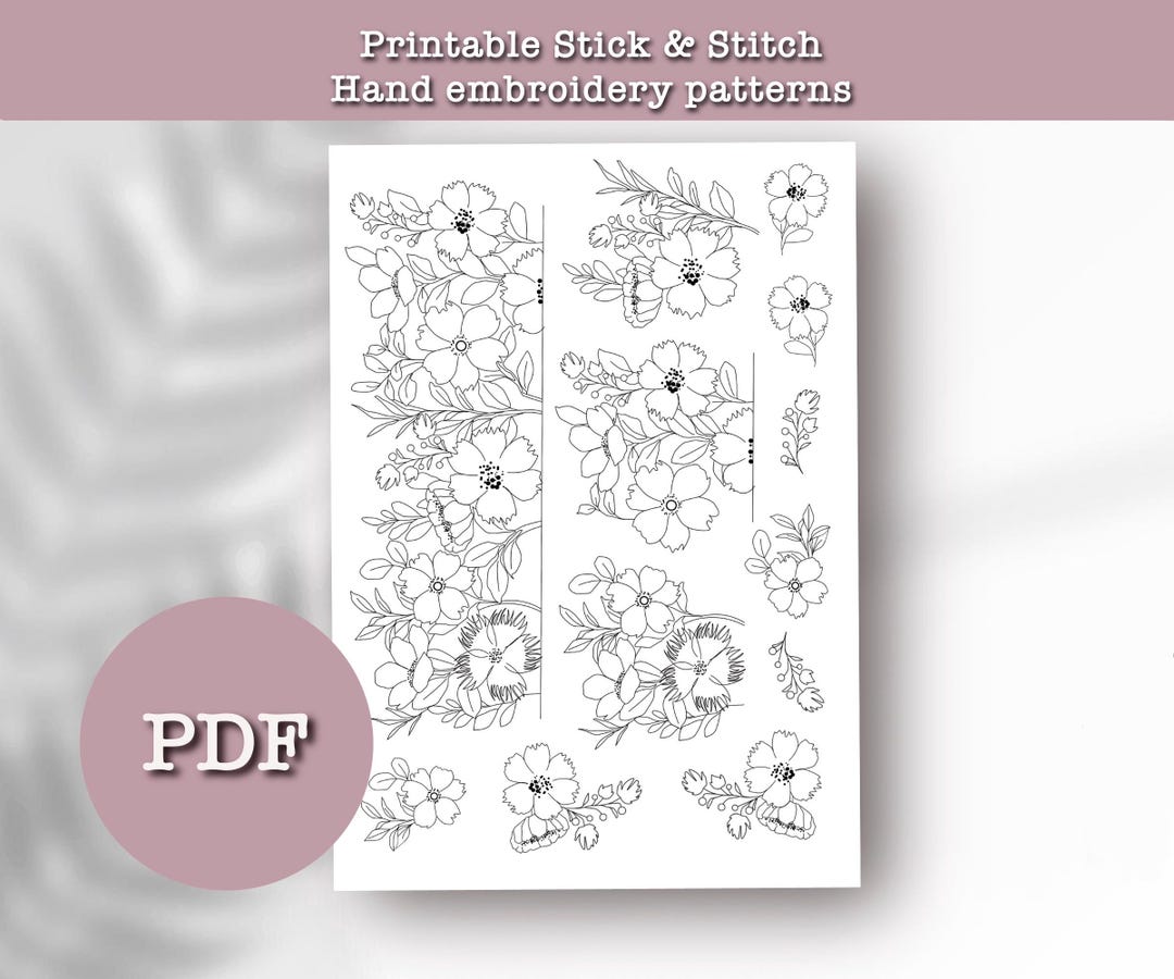 Floral Embroidery Pattern: Wildflower Stick and Stitch Designs (PDF) - Etsy