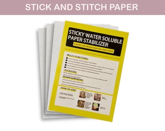 Water soluble fabric stabilizer, stick and stitch paper, embroidery transfer patches, Water Soluble Embroidery Paper, Dissolvable Paper