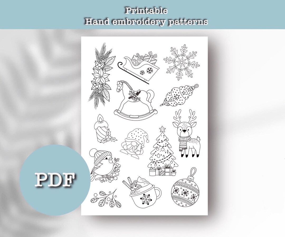 Christmas Hand Embroidery Patterns: Stick and Stitch Designs (PDF) - Etsy