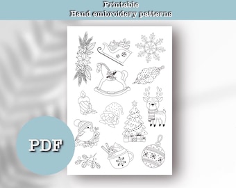 Patrones de bordado navideño a mano: diseños de puntadas y puntadas (PDF)