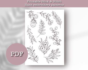 Floral Embroidery Patterns: Printable Stick and Stitch Designs (PDF)