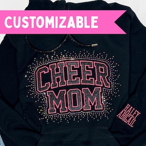 Personalized Rhinestone Cheer Mom Sweatshirt - Embroidered Team Name