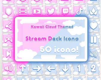 Kawaii Dreamy Cloud Pastel Stream Deck Icon 100 Set for Twitch
