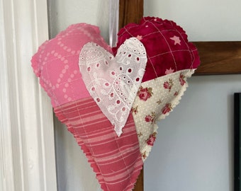 Quilted Heart sachet, ornament, pink, lavender buds filled