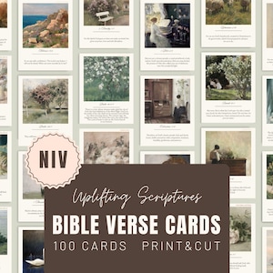 100 cartes de versets bibliques imprimables, affirmations chrétiennes pour étude de la Bible, prière, tableaux de vision, ministère des femmes, cartes bibliques inspirantes