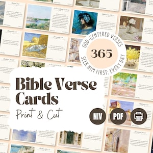 365 Gott-zentrierte Bibel-Verskarten druckbare, NIV-Inspirierende Schrift für Bibelstudien, Gebet, Vision Boards, Frauenarbeit, PDF-Download