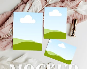 Invitation Suite Mockup, 3 Card Set, Wedding Stationery, Boho Flat Lay, Canva Smart Mockup + JPG