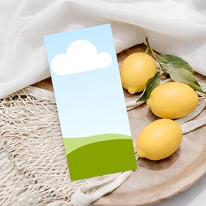 Lemon Menu Mockup, 4x9, DL Card, Canva Frame + JPG, Wedding Program, Bar List, Stationery