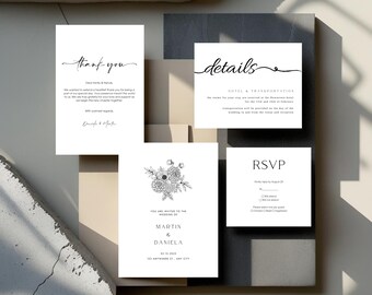 17 Architectural Wedding Invitation Mockup Bundle: Canva Templates (PDF Download)