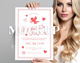 Poster Mockup, Feminine Canva Smart Frame Template + JPG, Paper Mock Up, Digital Download