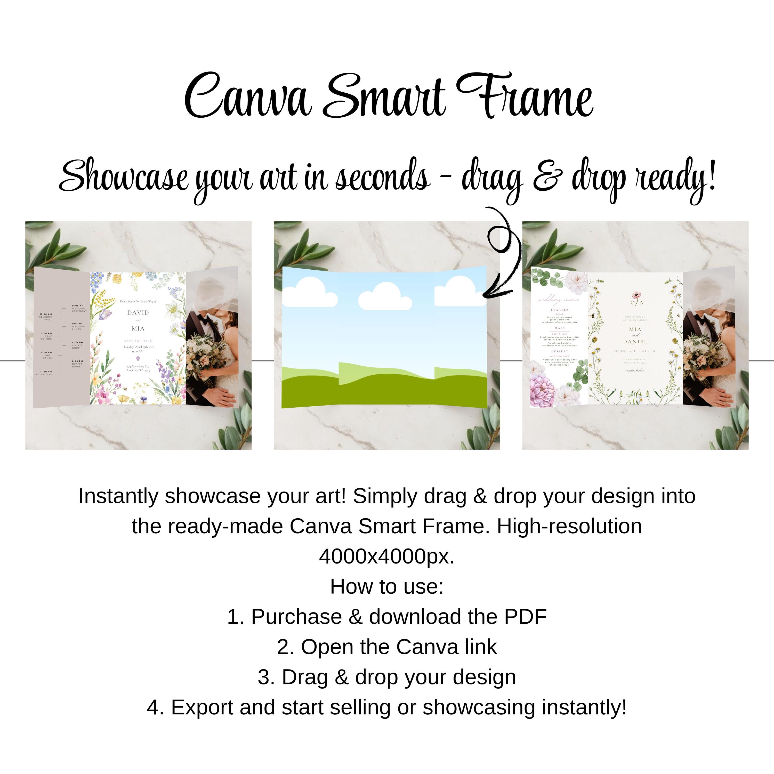 Panel Event Invite Gatefold Invitation Mockup, 3 Panel Invite Display, Canva Template ...