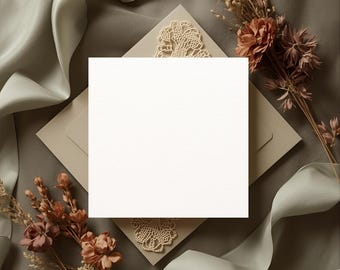 4 Square Card Mockup Bundle:  Stationery Scene (Canva Smart Frame)