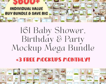 Mega-Party-Mockup-Bundle: Babyparty, Geburtstag, 161 Canva-Vorlagen + monatliche Bonus-Mockups gratis