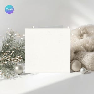 6 Square Christmas Card Mockup Bundle: Folded & Flatlay Invitation Canva Templates (Digital Download), 4000x4000px