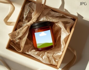 Amber Candle Mock Up | Canva Smart Frame Template + JPG | 4000x4000px, Digital Download