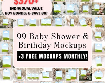 Party-Mockup-Bundle, Babyparty, 1. Geburtstag, 99 Canva-Vorlagen, digital, + monatlicher Gratis-Bonus