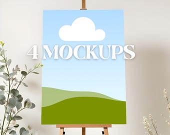 Eucalyptus Sign Mockup Bundle, 4 Canva Smart Templates + JPG, Wedding, Baby Shower, Birthday