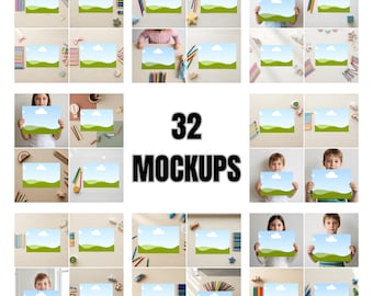 Mockup Ausmalbilder 32, 32, 32, 32, 30 x 40 horizontale Landschaften Ausmalbilder, Malseiten, Kinder und Erwachsene (Canva + JPG)