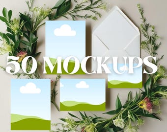 50 Wedding Invitation Suite Mockup Bundle, 4 Card Canva Templates: Boho, Floral, Elegant (Digital Download)
