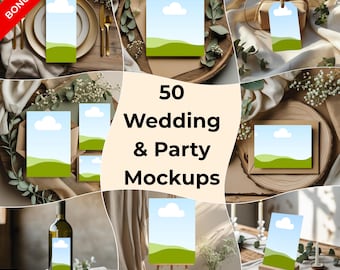50 Rustic Wedding Mockup Bundle: Canva Stationery Templates (Digital Download)