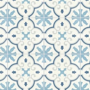 1/6 1/12 1/24 1/48 Dollhouse Vintage Blue Moroccan Decorative Pattern on White Floor Tiles Seamless - DIGITAL Printable Instant Download