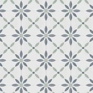 1/12 1/24 1/48 Dollhouse Vintage Soft Green & Gray Floral Porcelain Tile on Matte White Seamless - DIGITAL Printable Instant Download