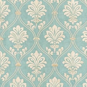 1/6 1/12 1/24 Dollhouse Wallpaper Vintage Decorative Floral Pattern on Teal Seamless | Farmhouse Room Box Diorama Miniature Printable PDF